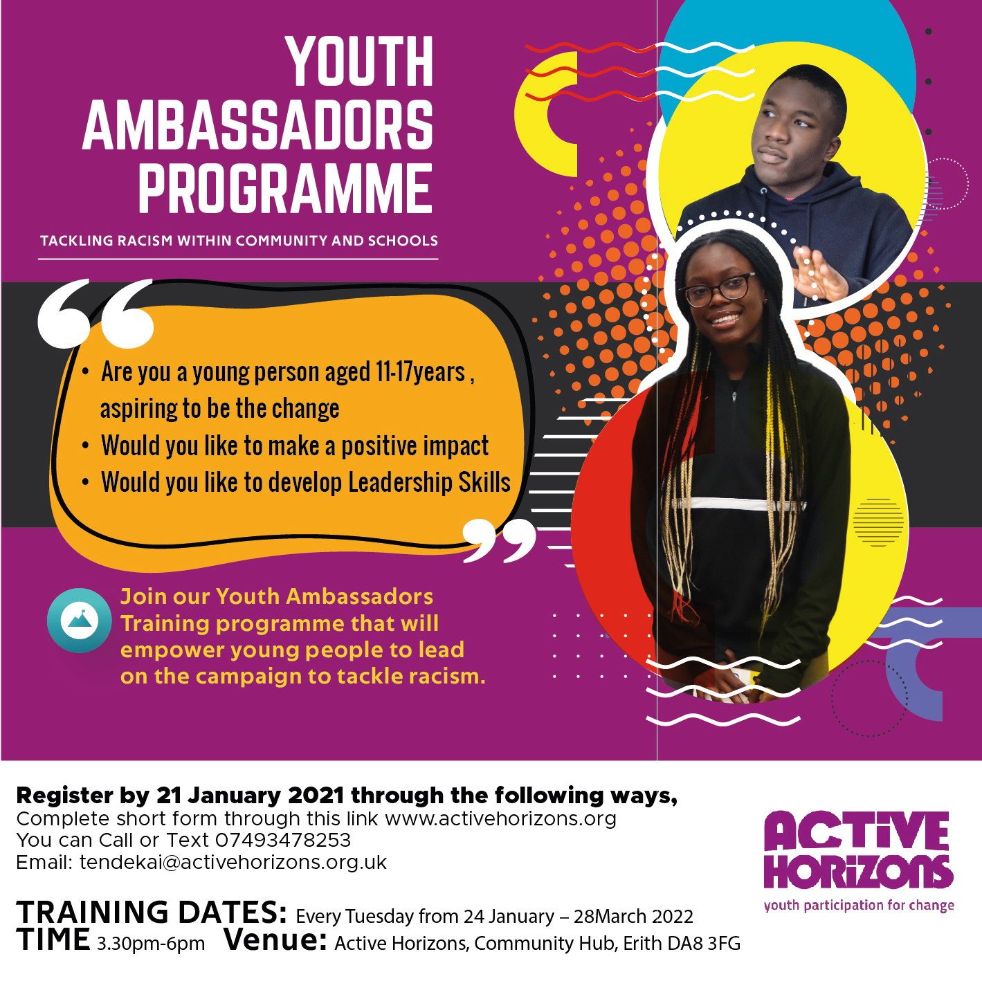 Youth Ambassadors Programme- Tackling Racism 2023